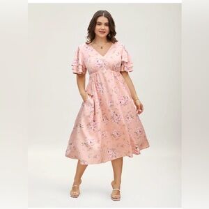 Floral Pink Midi Dress - BloomChic